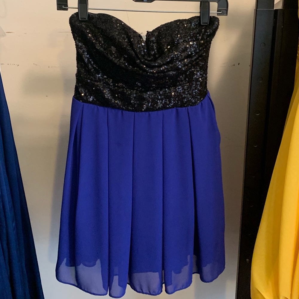 Short, strapless mini dress